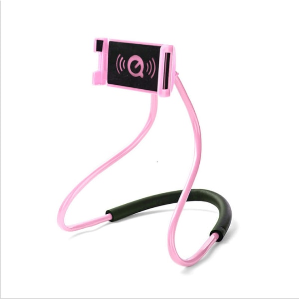 Universal Lazy Hanging Neck Mobiltelefon Hållare Mount Stand Desktop Bed Selfie Pink