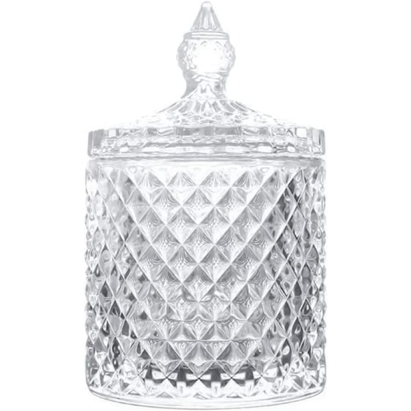 Dekorativ kristallgodiskakaburk med lock Glasburk Sötmatsnack Glasbehållare med lock 1