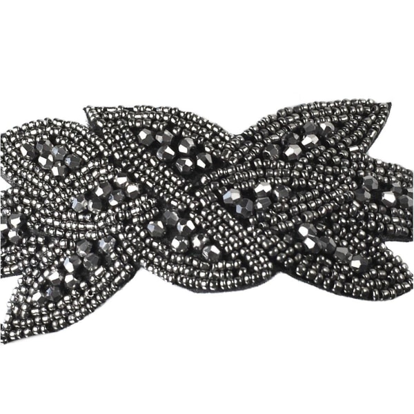 Pannband 1920-tal Gatsby Leaf Beaded Damhåraccessoar för kostymfest (grå) svart