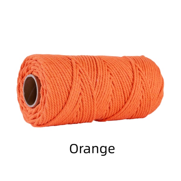 Naturlig bomull Twisted Cord Craft Macrame Artisan Rep String Flätad 4mm*100M Orange