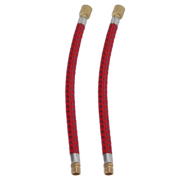 2 st cykelpumpförlängningsslang ökar 16,6 cm/6,5 tum längd nylon kopparmaterial dubbelventil design uppblåsningsslang röd