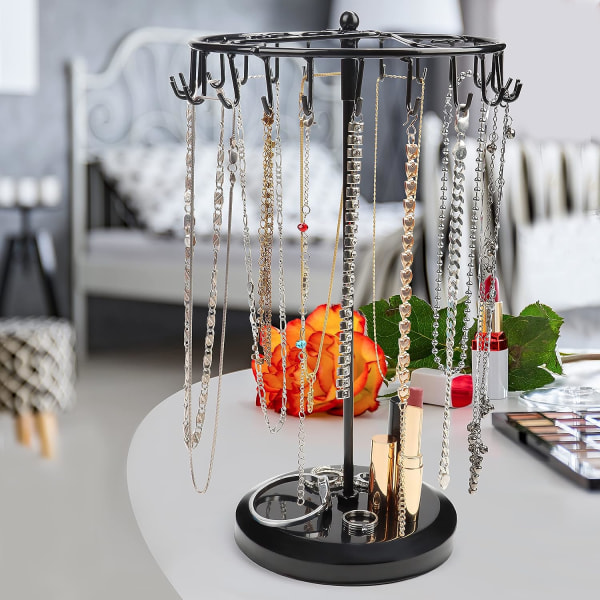 Roterande smyckeshållare i metall Display Stand-Hing Organizer Tower Rack -  Förvaring för ringar och örhängen svart 7d2e | Svart | Fyndiq