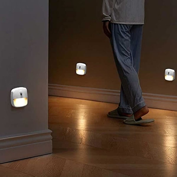 Klistermärke nattlampa rörelsesensor nattlampa rörelsesensor lampor inomhus batterilampa för skåp garderob hylla toalett trappor varm vit vit