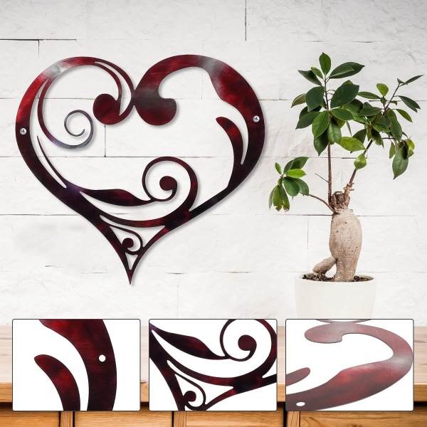 30cm Unikt hjärta Stål Väggdekoration Infinity Heart Metall Väggkonst Personlig kärleksväggskylt röd