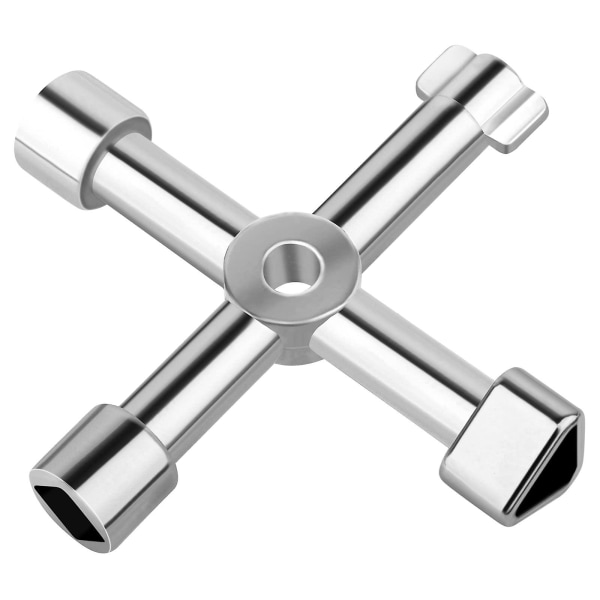 Korsnyckelskåp för elektrisk gasmätarelåda med 4 profiler skjutdörr zinklegering 4-vägs multifunktionsnyckel Universal för elskåp silver