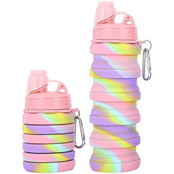 Vattenflaska Silikon Barn vattenflaska Hopfällbar vattenflaska för skolcamping pink