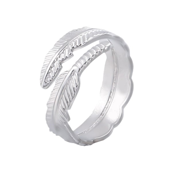 Solid 925 Sterling Silver Angel Wing Feather Justerbar Ring storlek L-R Presentförpackning silver