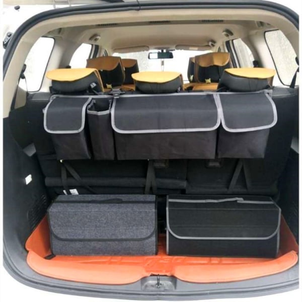 Bilbagagefilt vikbar förvaringslåda svart grå bilinredningslåda magic klisterväska dark gray
