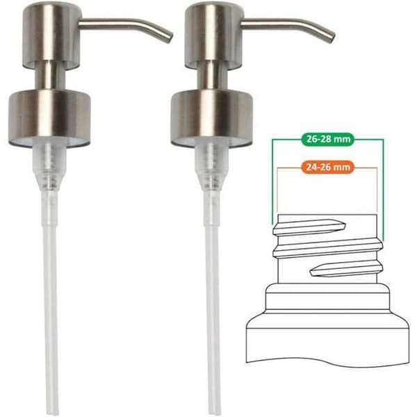 Erstatningspumpe til flydende sæbedispenser - rustfrit stål, børstet finish, 2 stk. - 28 mm - pumpehoved