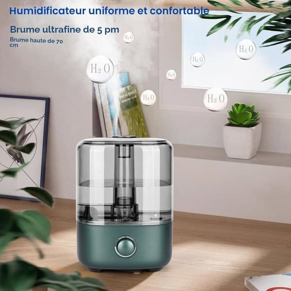 Luftfuktare för sovrum, 5L, ultraljud, tyst, med 360° roterande munstycke, ökar luftfuktigheten