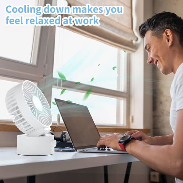 Mini bærbar USB lydløs ventilator til skrivebord, hvid