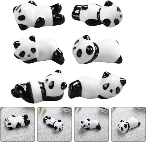 keramiske panda spisepinde, sød spisepindeholder og skeholder