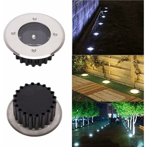10-pack LED Solar Markbelysning, Utomhusbelysning, Gatubelysning, Underjordisk Belysning, IP65 Vattentät (Kallvit, Rund)