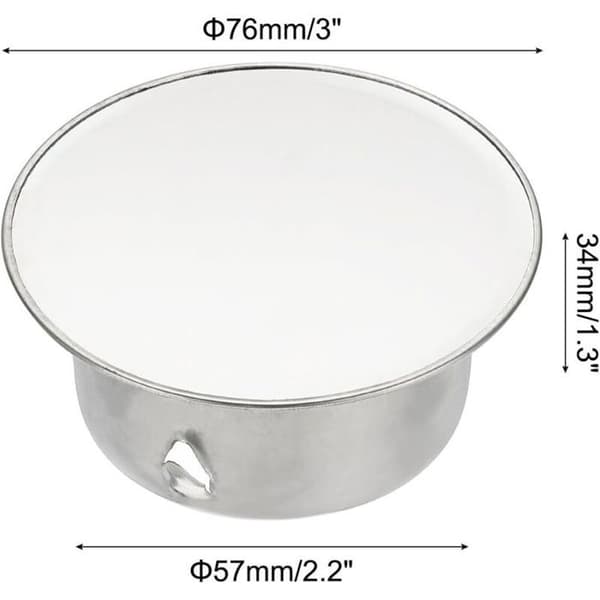 Perforerade skorstenspluggar i rostfritt stål, Ø76 mm, djup 34 mm, silver