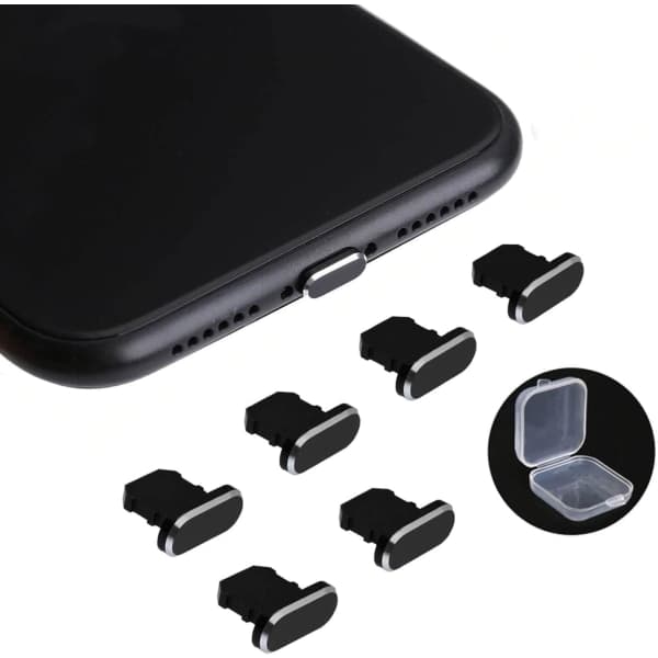 6 støvpropper for iphone14ProMax (svart)