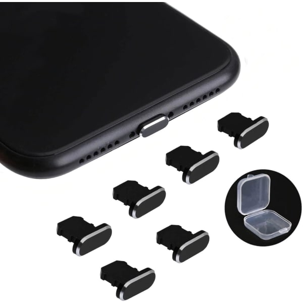 6 støvpropper til iPhone 14 Pro Max (sort)