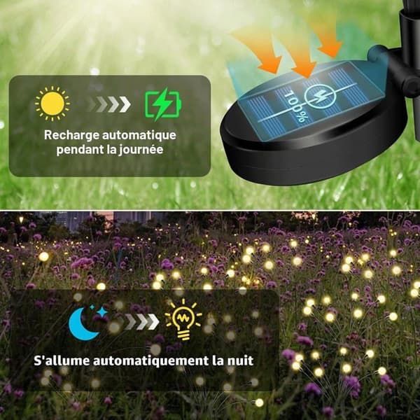 Firefly Solar Trädgårdslampor, 8 LED Solcellslampor, 4 Delar