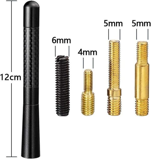 Bilantenn, kolfiber bilradioantenn, biltillbehör, kort 12 cm bilantennbyte