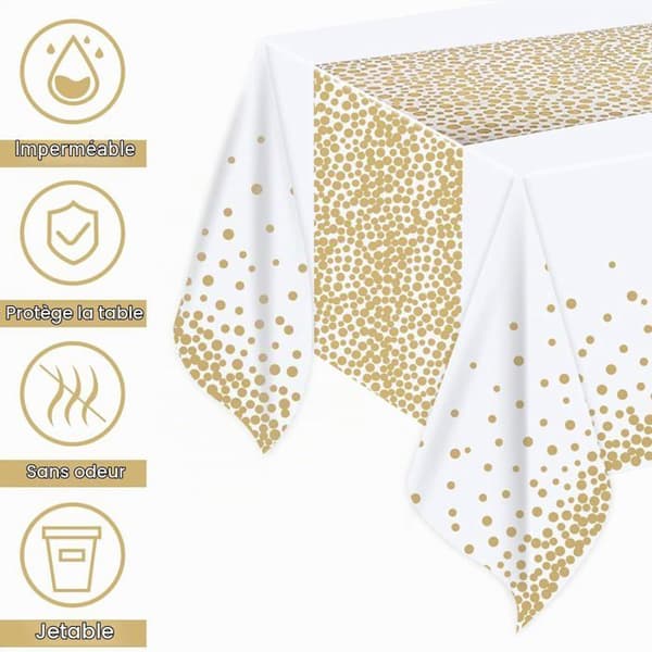 Engångsdukar, set med 4 rektangulära dukar för fester, jul, babyshower, dekorationer, 137 cm x 274 cm