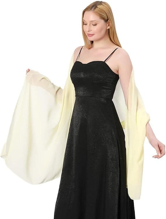Tynde, bløde chiffon sjaler og wraps til kvinder, lette brudekjoler til fest, sjal til bruden (beige)
