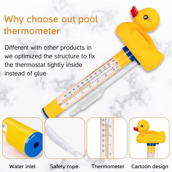Pooltermometer, 1 flydende ande-tema termometer - Flydende termometer til pools og akvarier, indendørs og udendørs