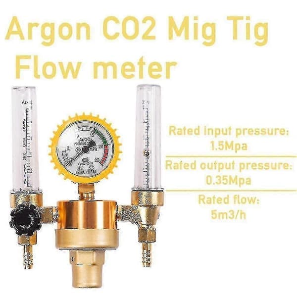 Argon Co2 Tryckreducerare Mig Tig Flödesmätare Kontrollventil Svetsgasregulator Dubbelrör Bubbla