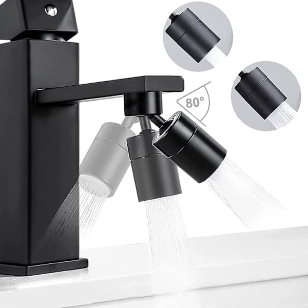 Haneventilator (sort), 360° roterbar dyse til køkkenhane, 2 positioner