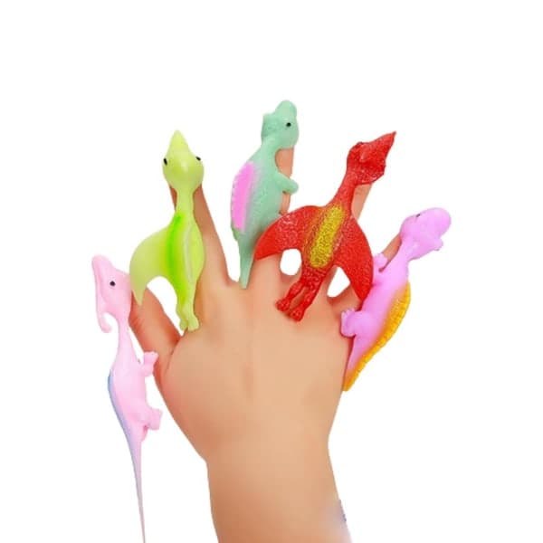 10/75X Katapult Start Dinosaurie Elastiska Flygande Fingerfåglar Deco 10st en storlek