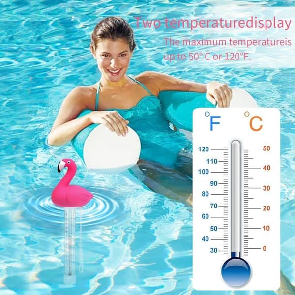 Flydende vandtermometer, flamingo badetermometer, pooltermometer med reb, tegne-pooltermometer