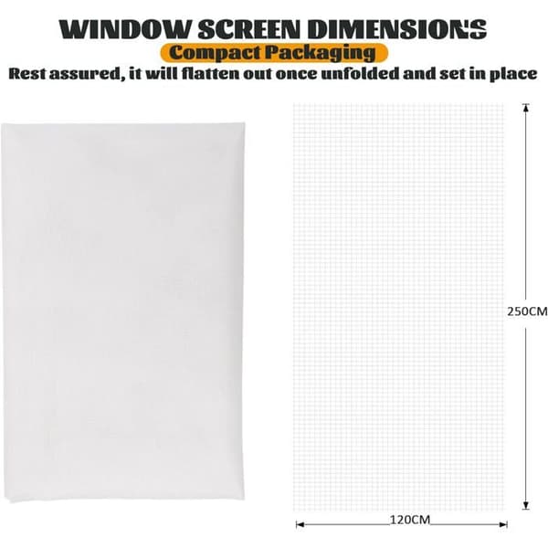 Myggnettingrull 250cm x 120cm - Kuttbar Vindu (Hvit)
