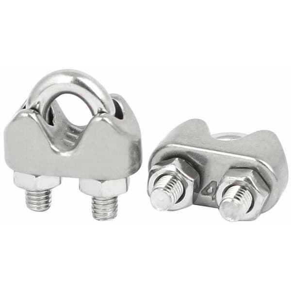 Pakke med 12 rustfri stålkabelklemmer til 4 mm diameter wire (M4)