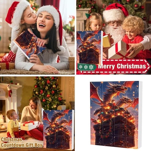 Drage-tema julekalender, 24-dages julekalender med festlige ornamenter, samleobjekt jule C C