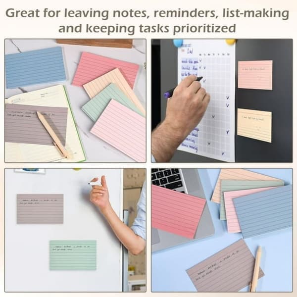 Indekskort – 4x6 linjerede flashcards, præcisionsskåret kraftigt karton i assorterede farver