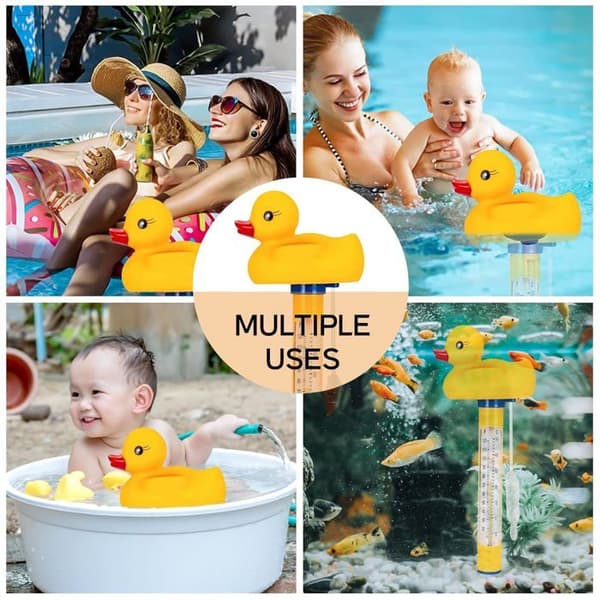 Pooltermometer, 1 flydende ande-tema termometer - Flydende termometer til pools og akvarier, indendørs og udendørs