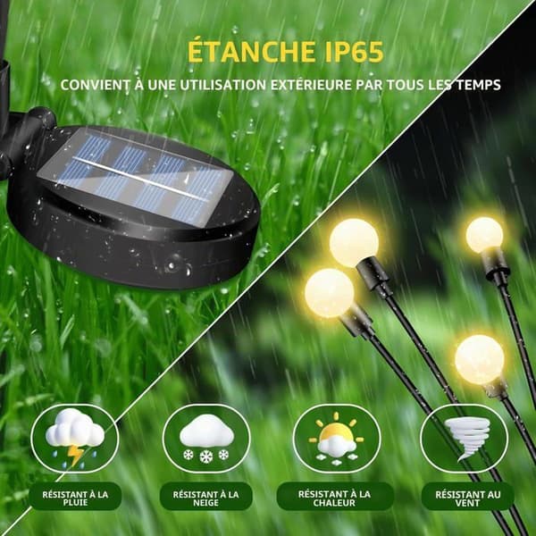 Firefly Solar Hagelys, 8 LED Solcellelys, 4 Stykker