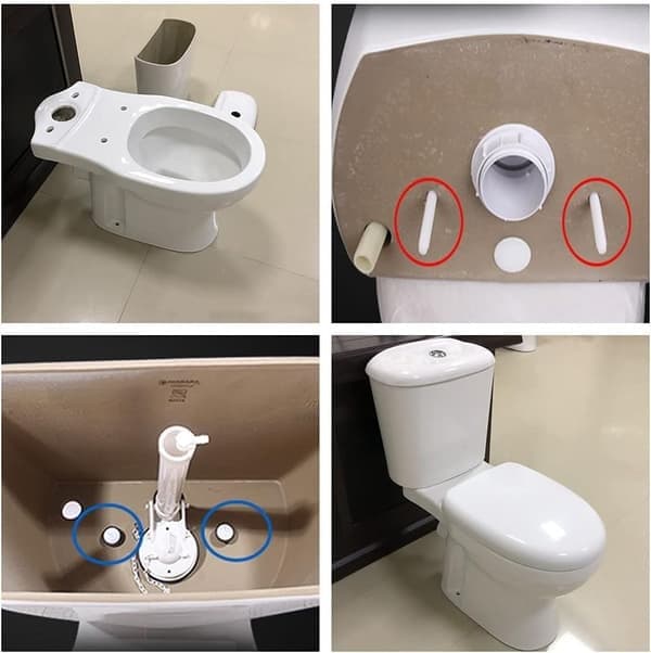 4 stk. toiletskrue i plast til toilettank, hvid til reparation af toilettank