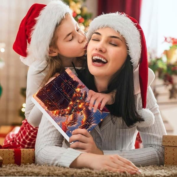 Drage-tema julekalender, 24-dages julekalender med festlige ornamenter, samleobjekt jule C C