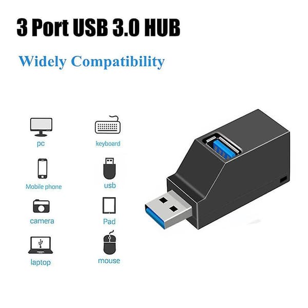 2st Mini 3-portars USB 3.0 USB 2.0 Splitter Hub Höghastighetsdataöverföring