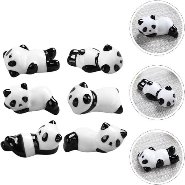 keramiske panda spisepinde, sød spisepindeholder og skeholder