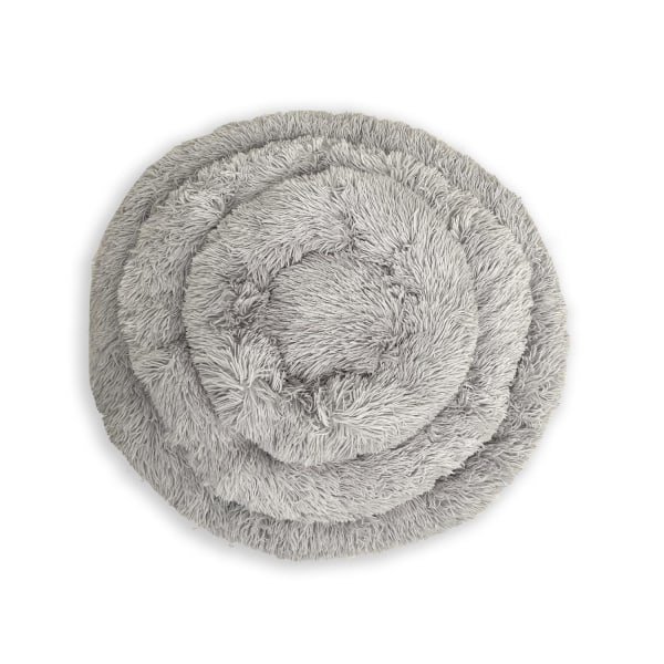 Rund blød fluffy hundebed kattebed Lysegrå 80 cm