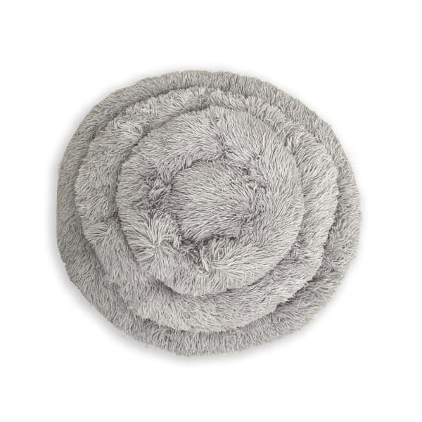 Rund mjuk fluffig hundbädd kattbädd Ljusgrå 80 cm