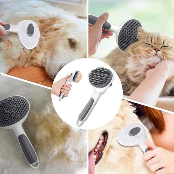 Hundborste, kattborste, anti-underullstrimningsborstar för husdjur, tar effektivt bort underull och fäll (grå)