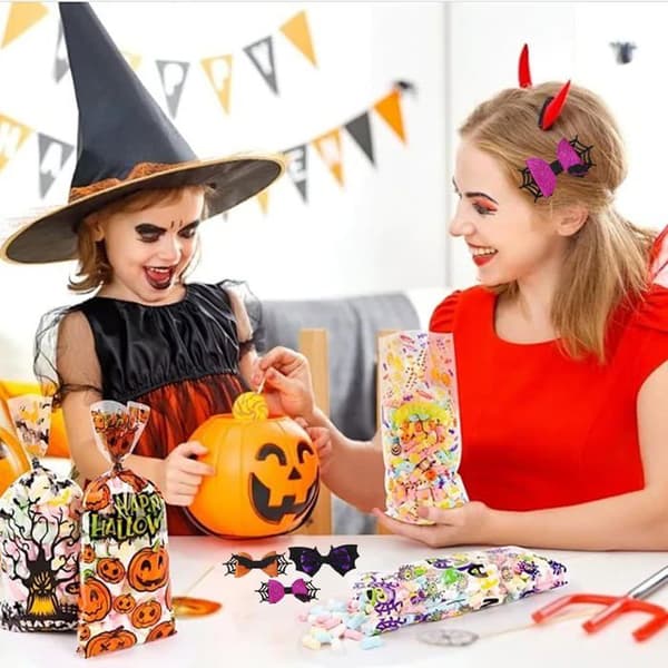 6 stk. edderkoppformede hårspenner til Halloween, flaggermusmønster, søte hårtilbehør for barn og voksne