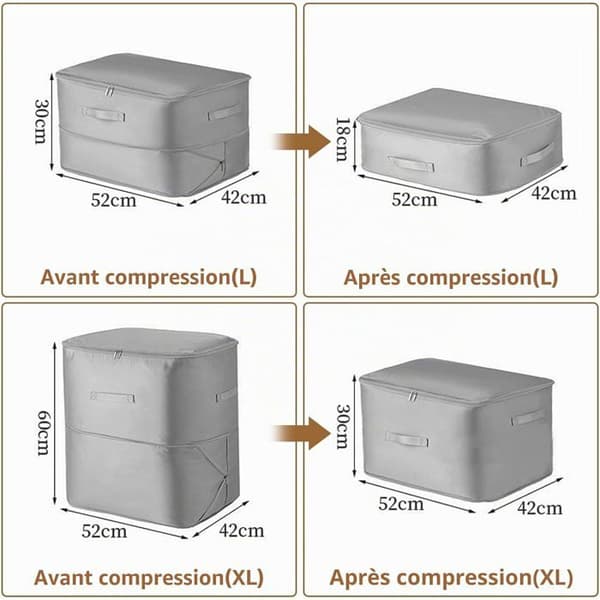 2-pakning ultrabesparende selvkomprimerende dynearrangør | Selvkomprimerende dynearrangør, L+XL