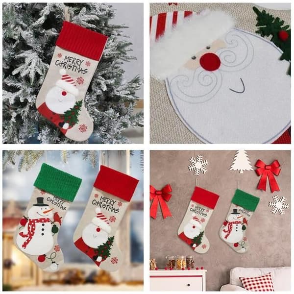 Julstrumpor - Röd och grön - Tyg - 46 x 27,5 cm - 2-pack