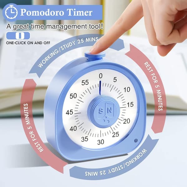 Genopladelig visuel timer, timer med ring- og vibrationstilstand