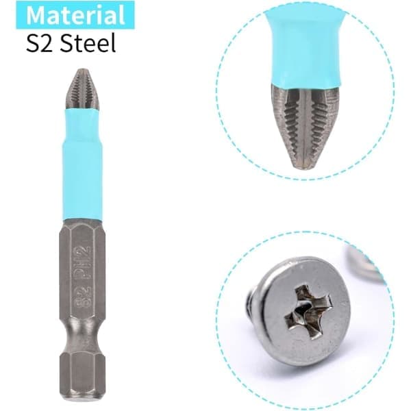 10 stk. Phillips skruetrækkerbits med magnetisk Phillips skruetrækkerbitsæt Ph2 Phillips bitsæt, 1/4 tomme sekskantet skaft 2 tommer/50 mm