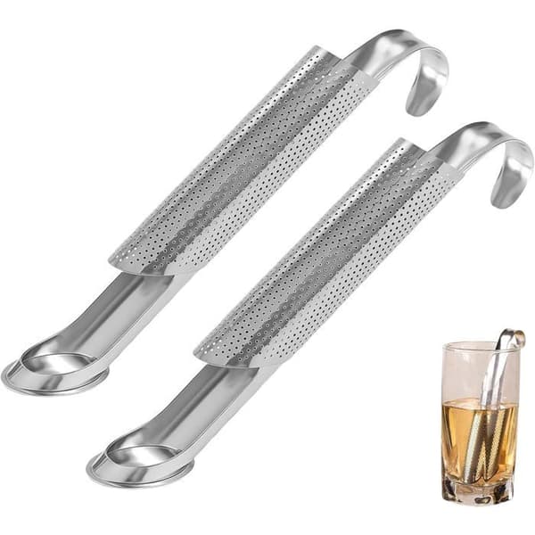 2-delt løs te-infuser-sett - Finmasket tebar, te-infuser i rustfritt stål, melbørste