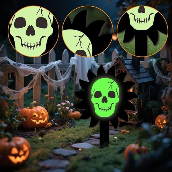 pc Halloween Stakes Trädgårdsskyltar Lysande Skelettdekorationer