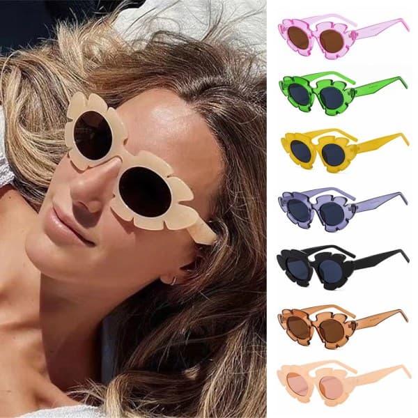 Retro Cat Eye Solbriller Mode Blomster Solbriller Tea
